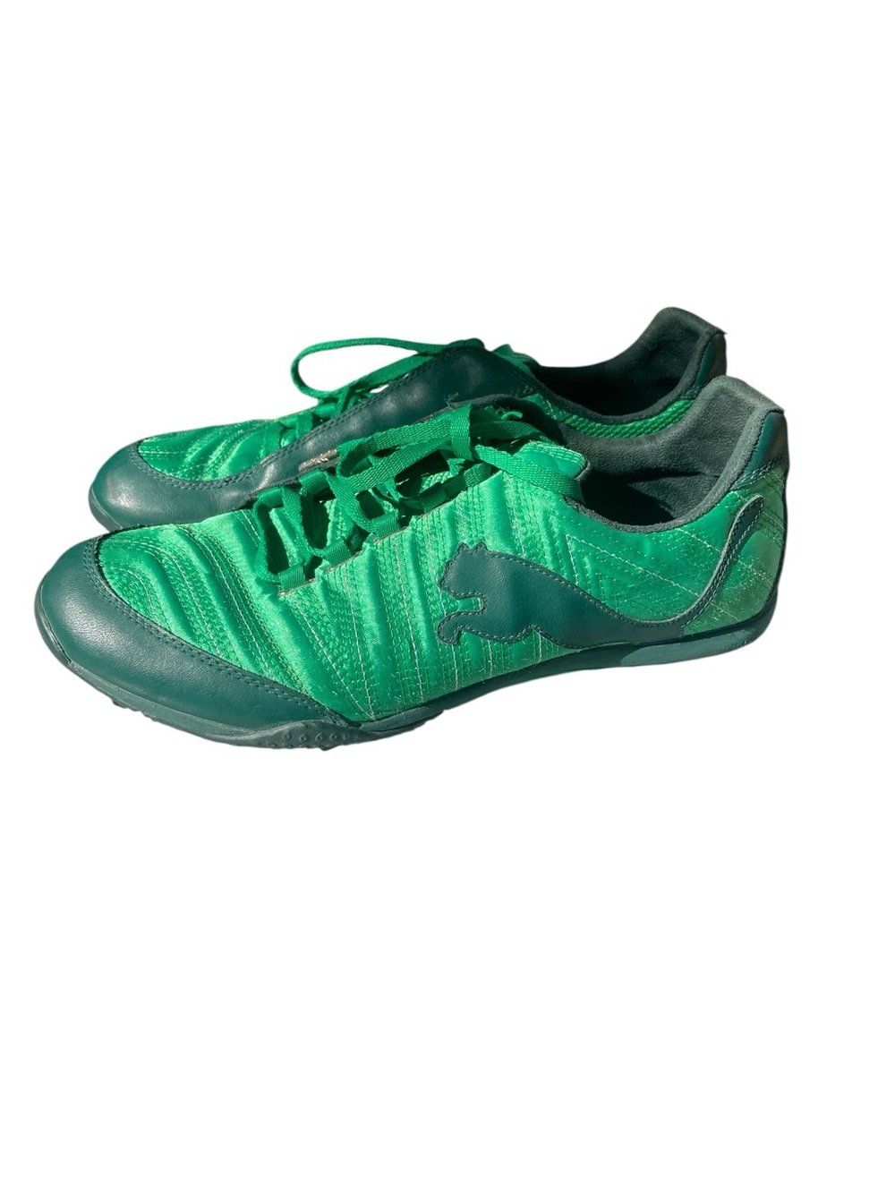 Puma Tekkies Green Low Profile Sneakers Size 8 Leather Soccer Style - Picture 2 of 9